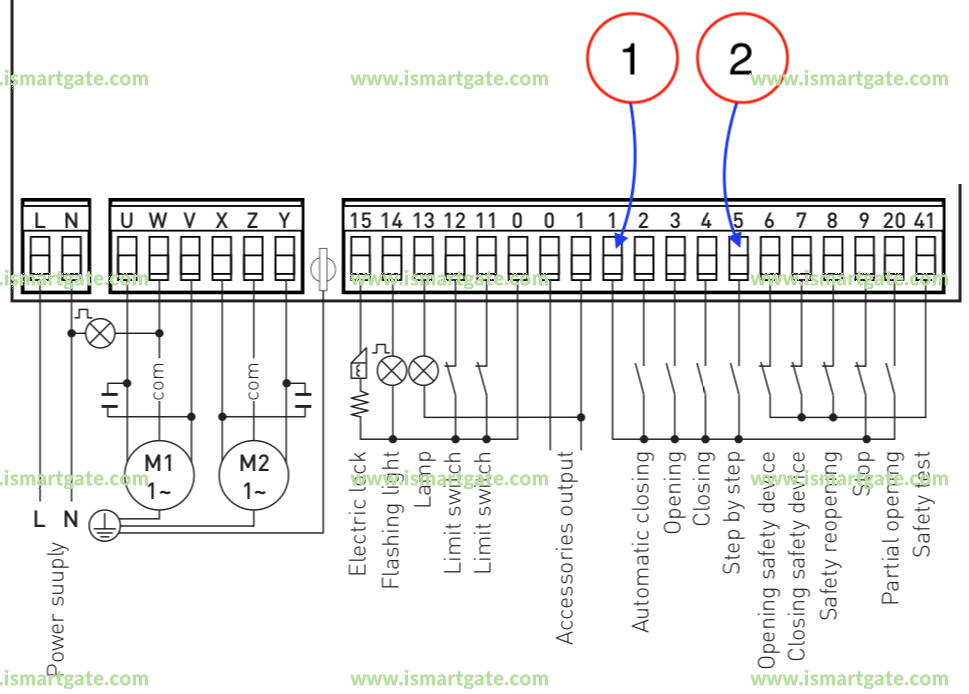 Wiring diagram for Entrematic CROSS (LOGICM)